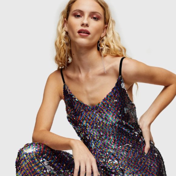 Topshop Rainbow Sequin Jumpsuit in Multi - size 6 - Picture 6 of 8